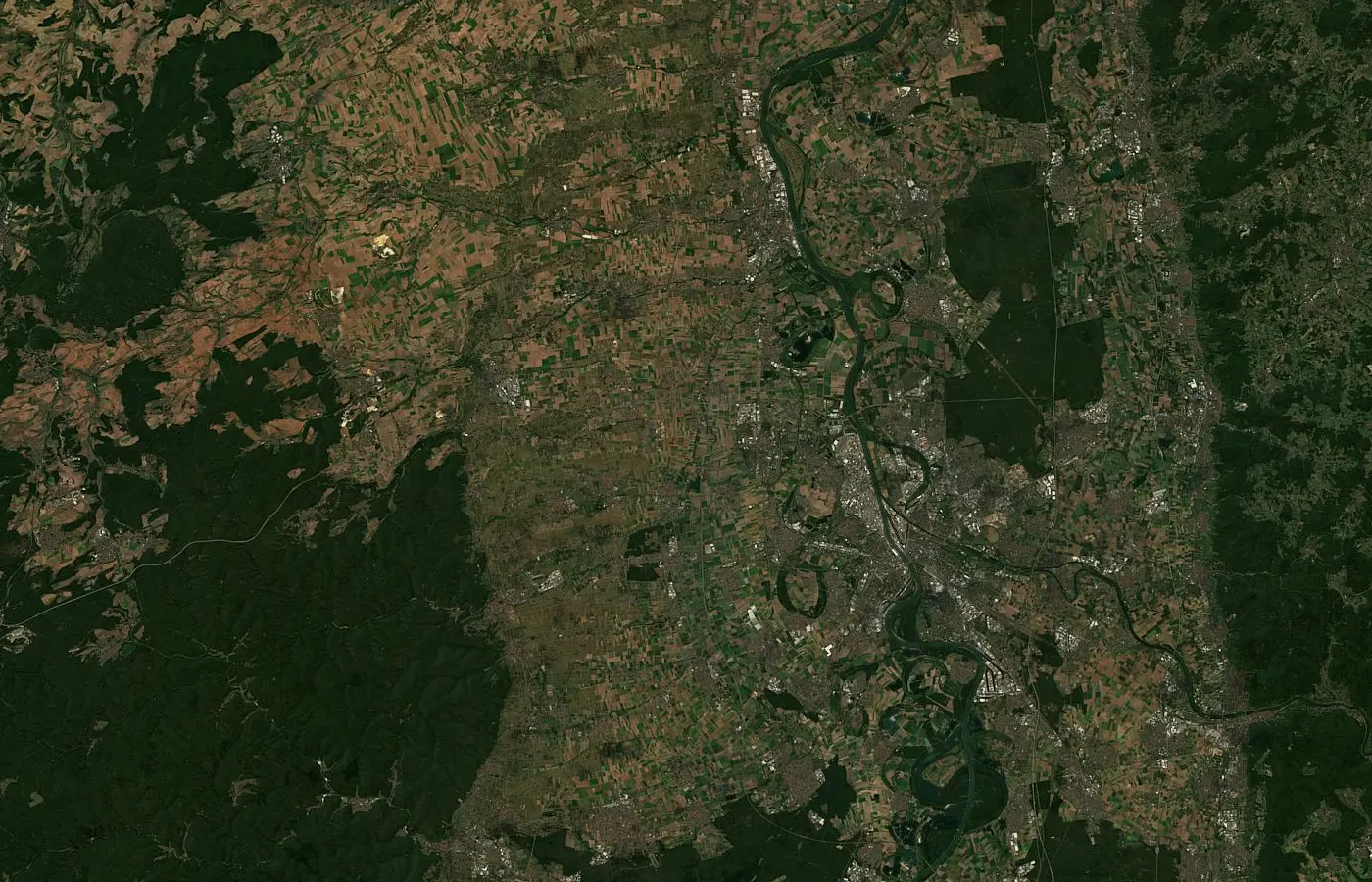 Satellitenbild der Region um Frankenthal (Pfalz)