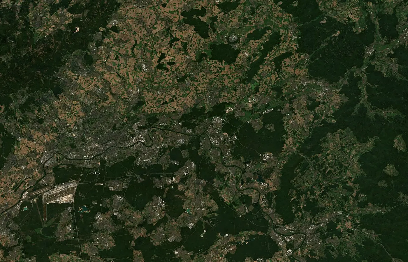 Satellitenbild der Region um Hanau