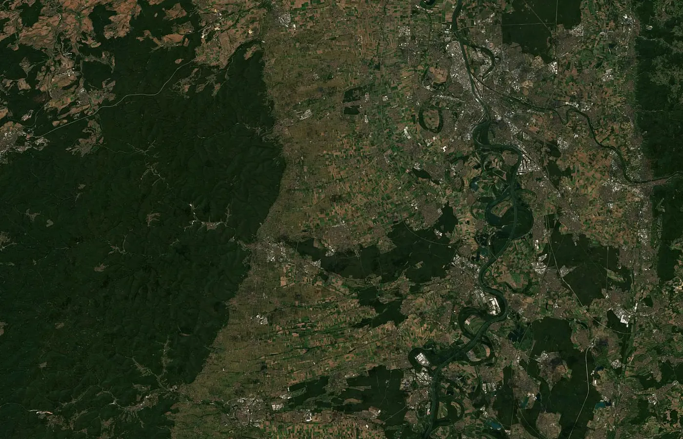 Satellitenbild der Region um Neustadt an der Weinstraße