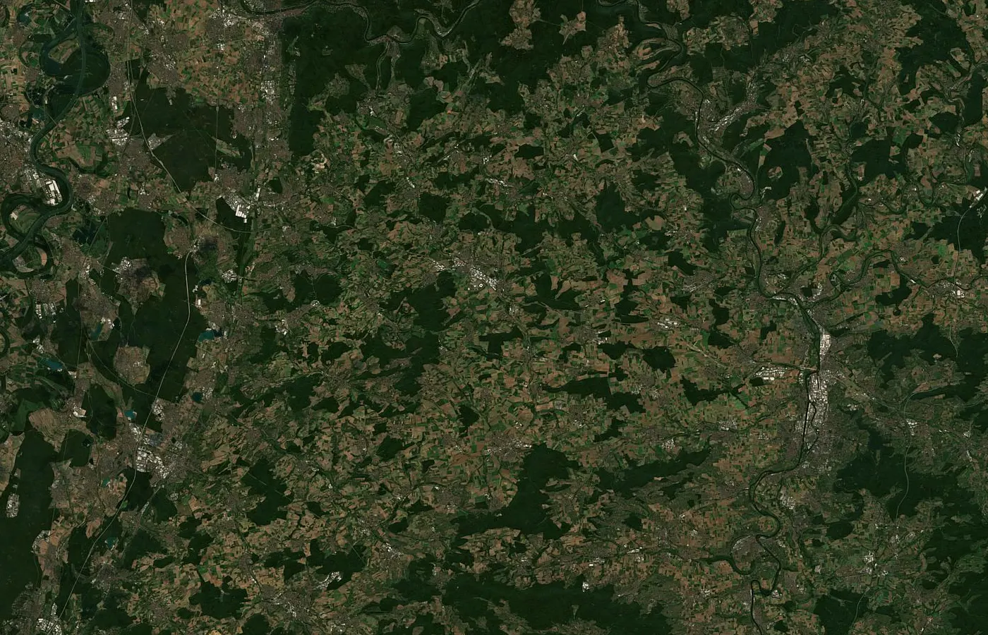 Satellitenbild der Region um Sinsheim