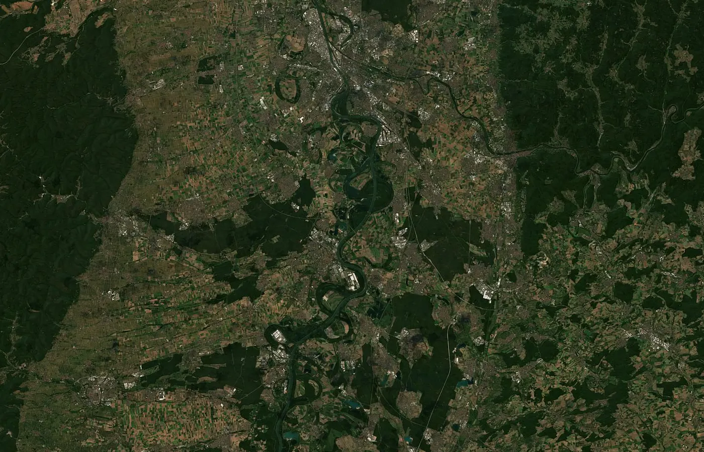 Satellitenbild der Region um Speyer