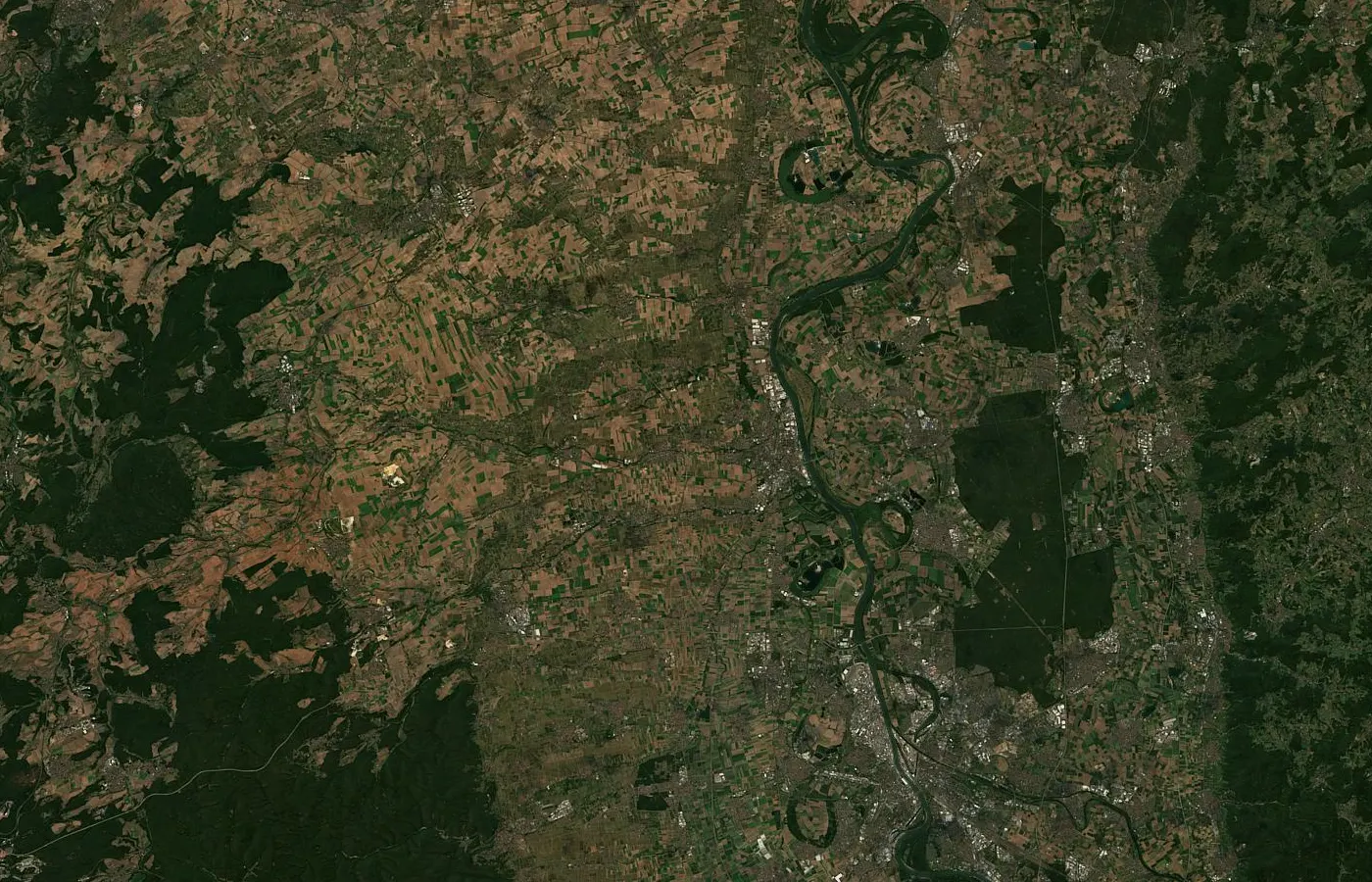 Satellitenbild der Region um Worms